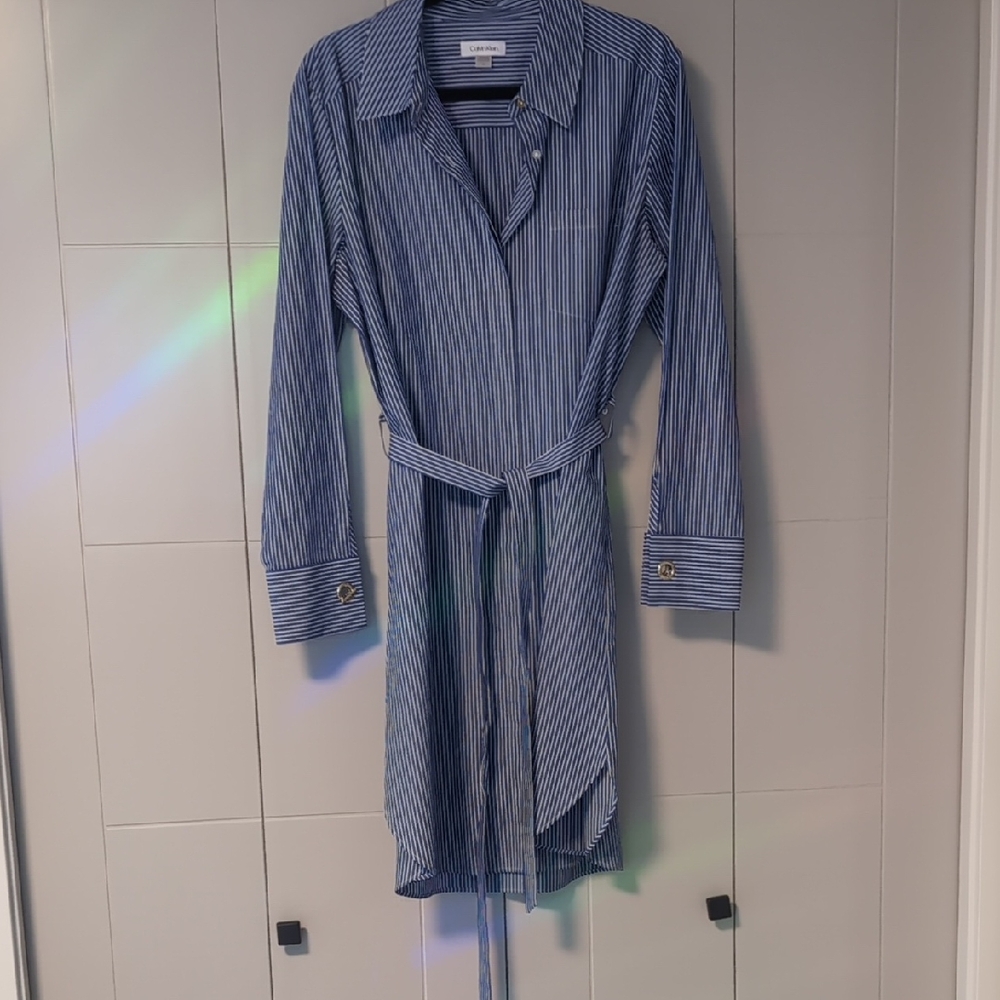 Calvin Klein Blue and White Striped Dress